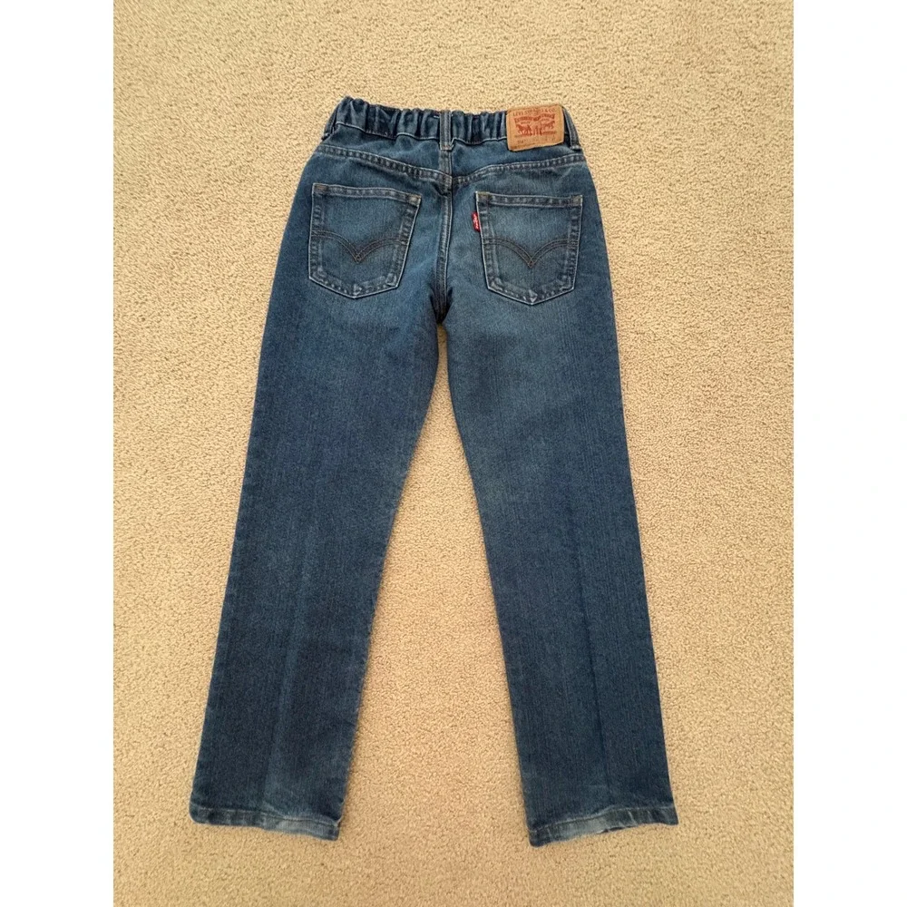 Levis Kids 514 Straight Leg Jeans Size 12 Medium Wash Blue Adjustable Waist